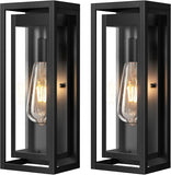 15" Large Outdoor Wall Lights, 2 Pack Matte Black Outdoor Sconces, Modern Waterproof Exterior Lighting Fixtures with Clear Glass Shade for Front Door, Porch, Garage A123-B0CTMR6WNL