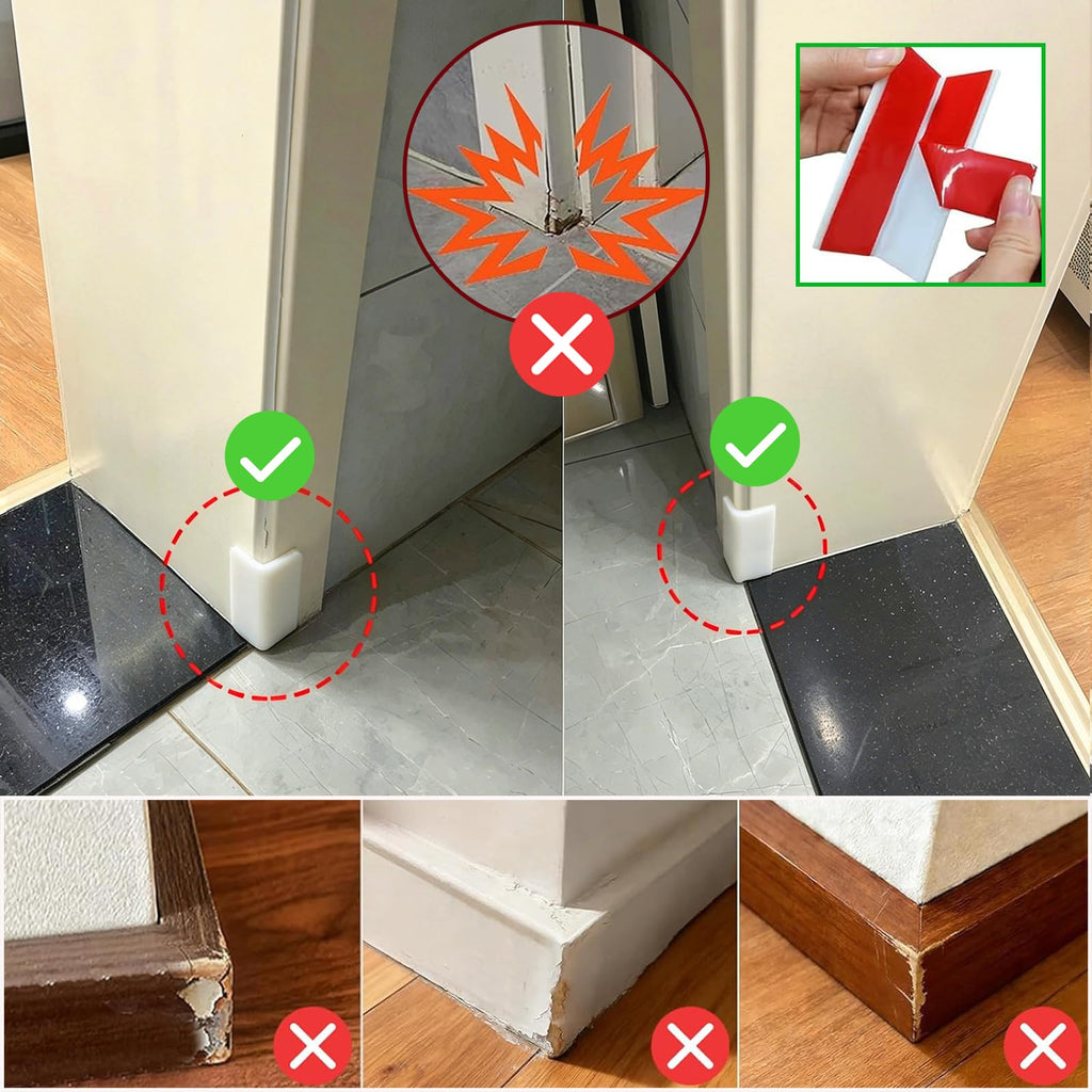 White Baseboard Corners Blocks Self Adhesive, Thickened Rubber Safety Corner Protectors Cushion, Soft Edge Furniture