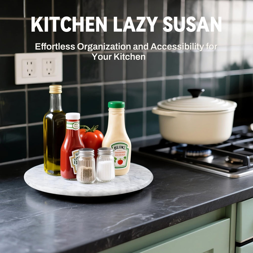 Marble Lazy Susan, 12" Lazy Susan Board with Silent Rotating