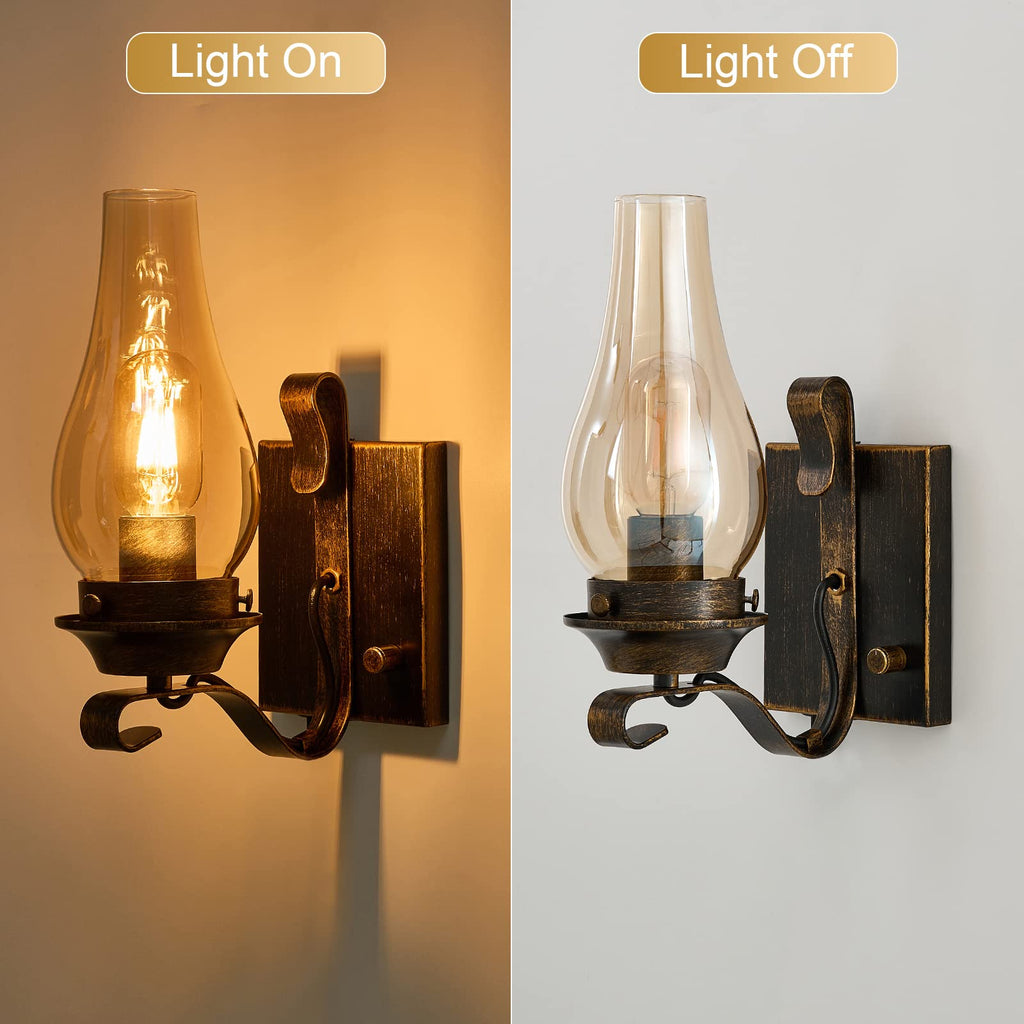 Wall Sconces Sets of 2, Oil Rubbed Bronze Plug in Wall Sconce, Retro Rustic Wall Lamps, Sconces Wall Lighting with