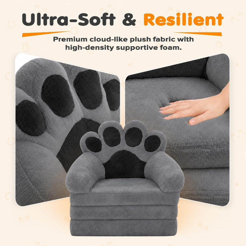 2-in-1 Folding Sofa Bed, Convertible Sleeper Chair, Cat Paw Backrest
