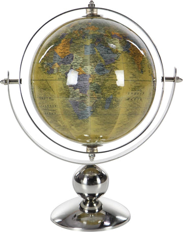 Stainless Steel Metal Globe, 10" x 7" x 11", Silver