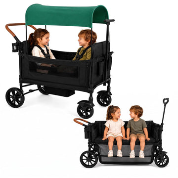 Wagon Stroller for 2 Kids, Foldable with Push/Pull Handles