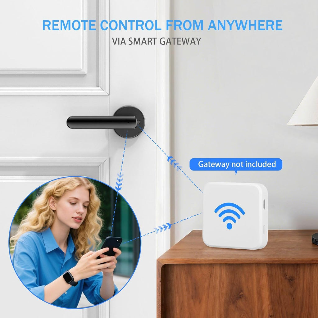 Fingerprint Door Lock - Smart Door Handle with Keypad, Biometric Door Knob