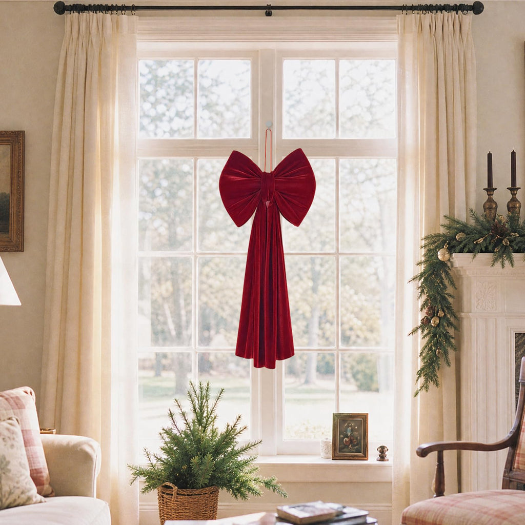 Christmas Decorations - 3FT Large Red Velvet Christmas Tree Topper Bow