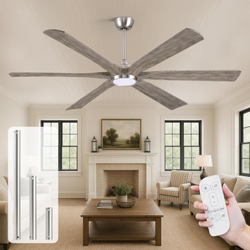 72" Ceiling Fan with LED Light and Remote - Gray