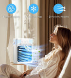 Portable Air Conditioners, 3 Speeds, 3 Mist Modes, 40oz Water Tank, 2~8h Timer & 7-color Ambient Lights