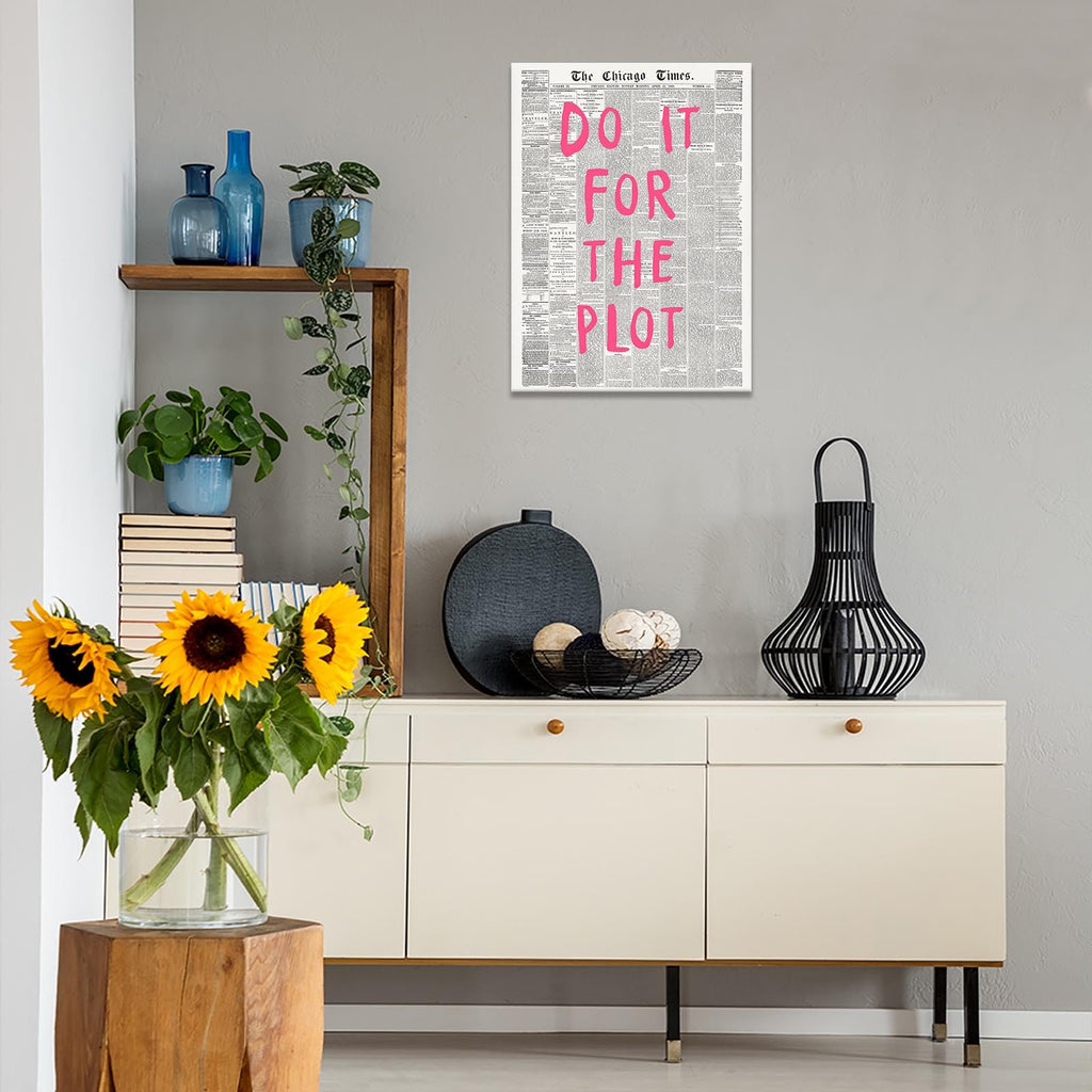 Retro Black And White Chicago Newspaper Poster Pink Trendy Preppy Apartment Motivational Affirmation Do It For The