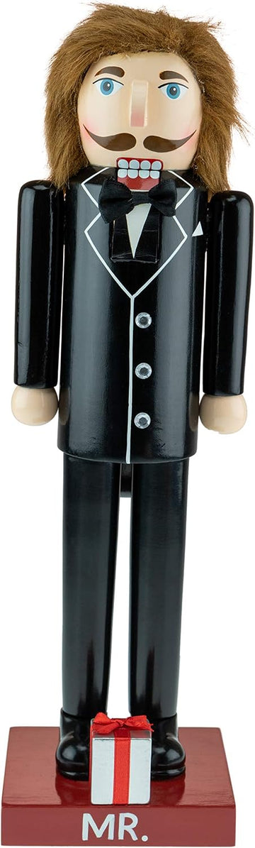 Groom 14 Inch Traditional Wooden Nutcracker, Festive Christmas Décor for Shelves and Tables