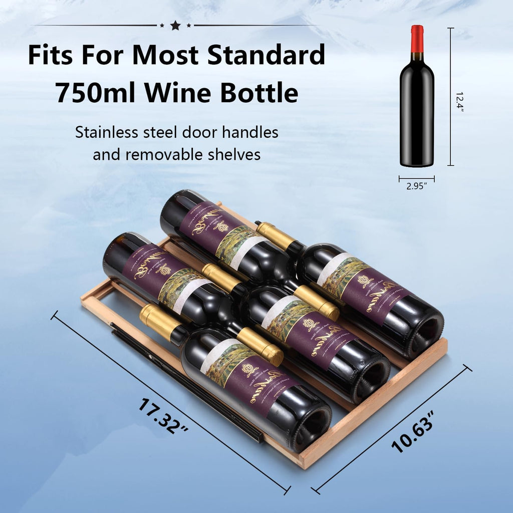 Wine Fridge,15 Inch Wine Cooler Refrigerator Under Counter(41-68°F),28 Bottles B