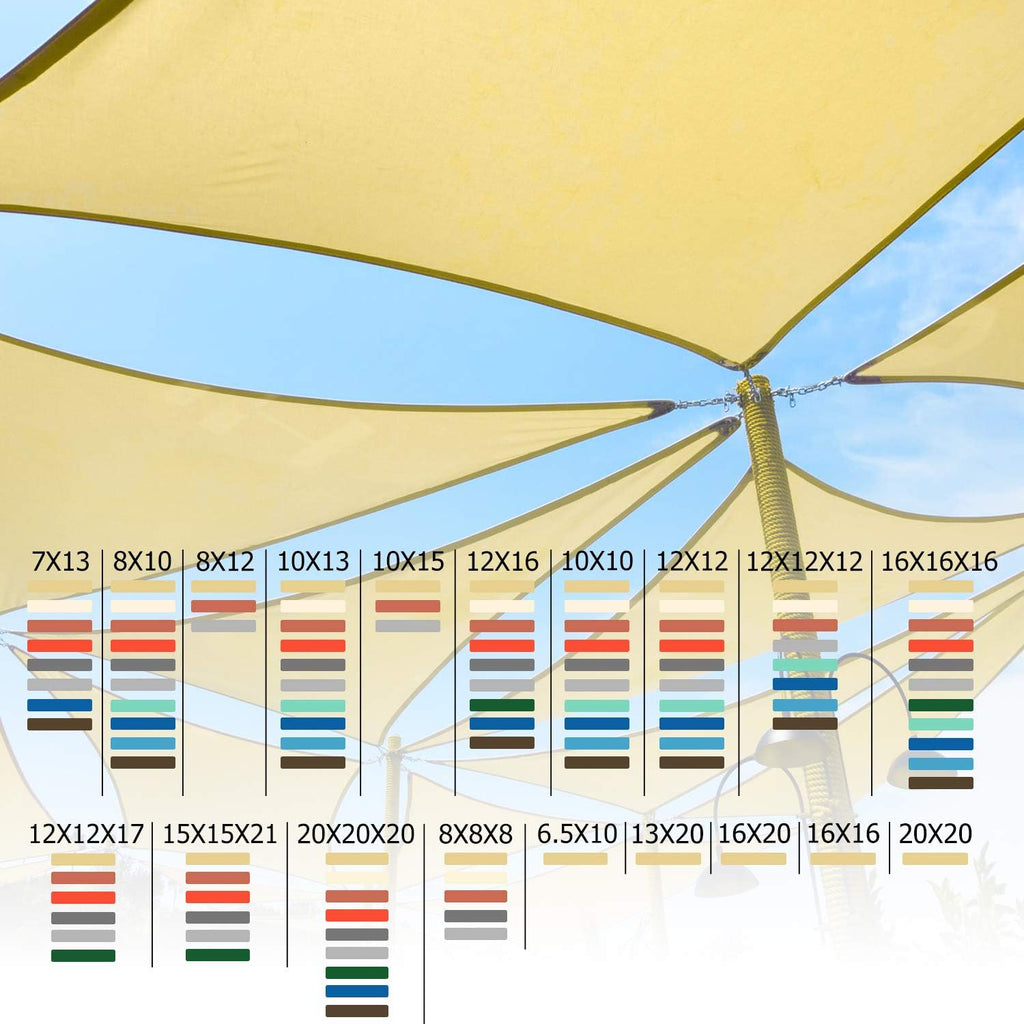 Shade Sail 16'X16' Rectangle Light Grey Breathable UV Block Outdoor Canopy for Backyard Patio Pergola Garden Deck(We