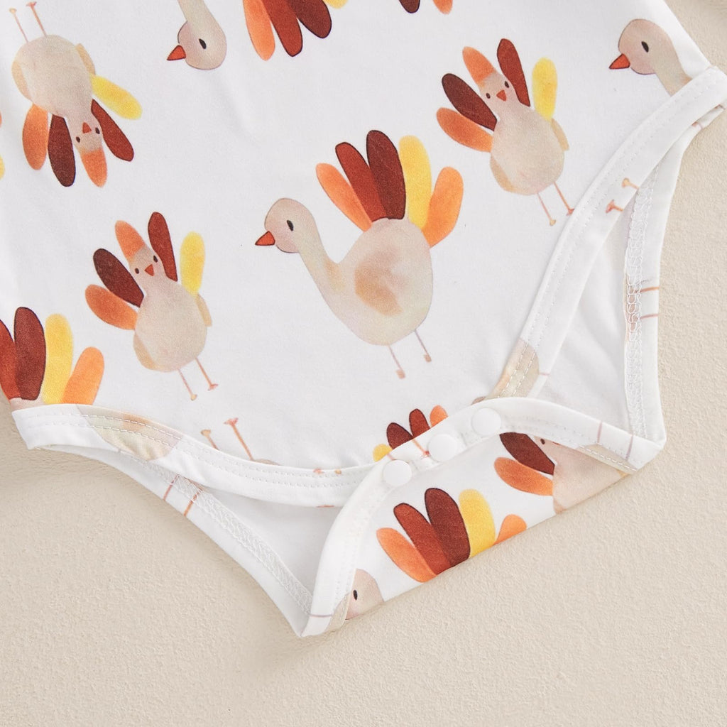 My First Thanksgiving Baby Girl Outfit Newborn Turkey Romper And Corduroy Skirt Little Turkey Dress Outfits (Little