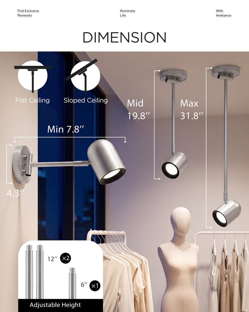 LED Track Light, Swing Arm Wall Track Lighting, Bulb Included