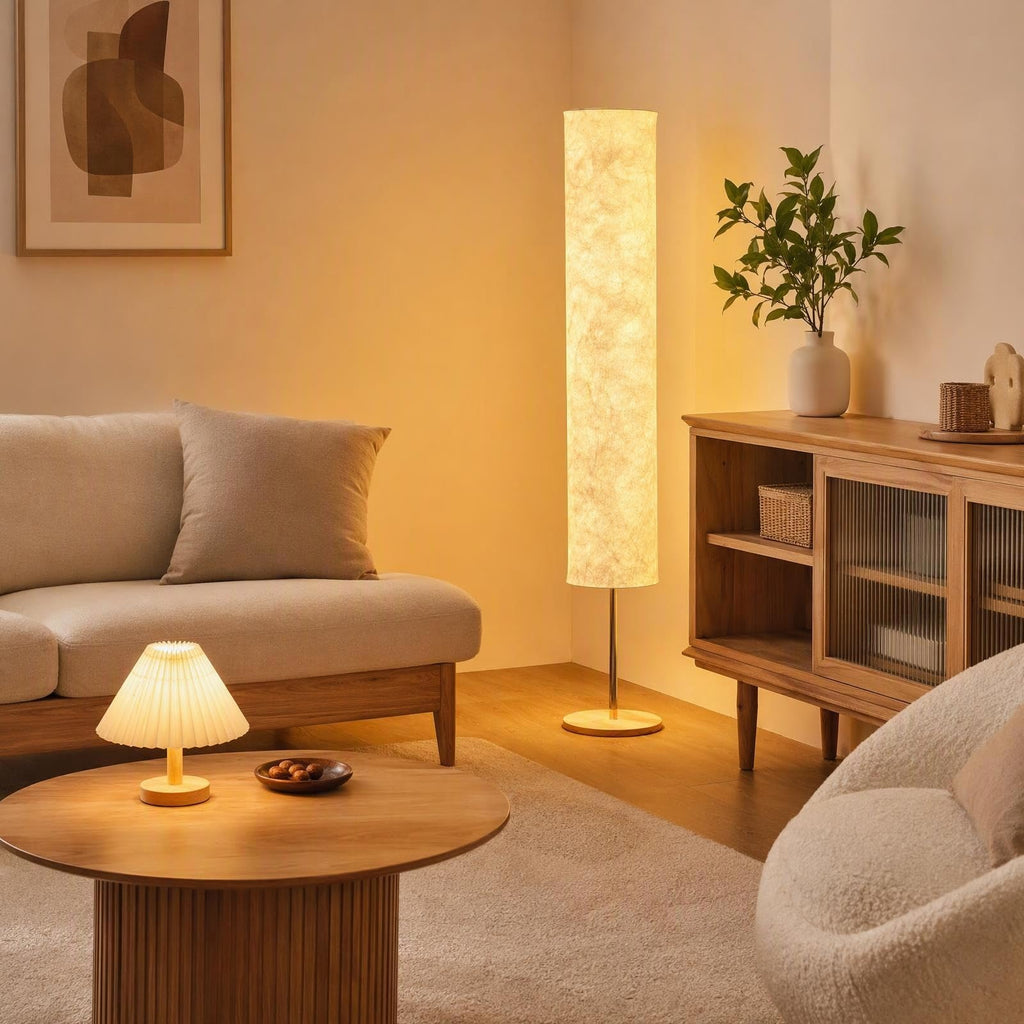 Remote Control Fabric Floor Lamp, Dimmable 3 Color Temperatures