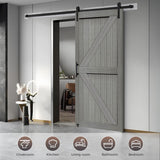 36in x 84in MDF Elephant Gray Barn Door with 6.6FT Sliding Hardware Kit, Solid Barn Door Slab Covere