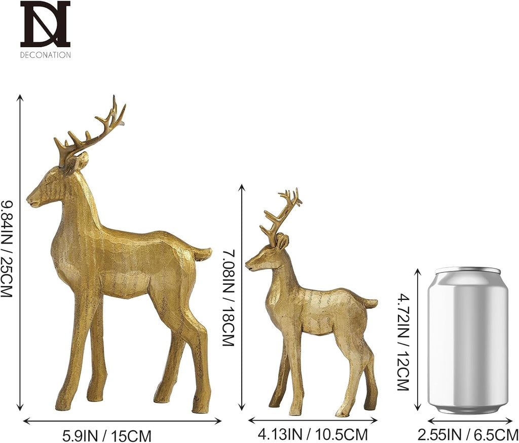 Reindeer Christmas Decoration, Gold Xmas Deer Decor Figurines