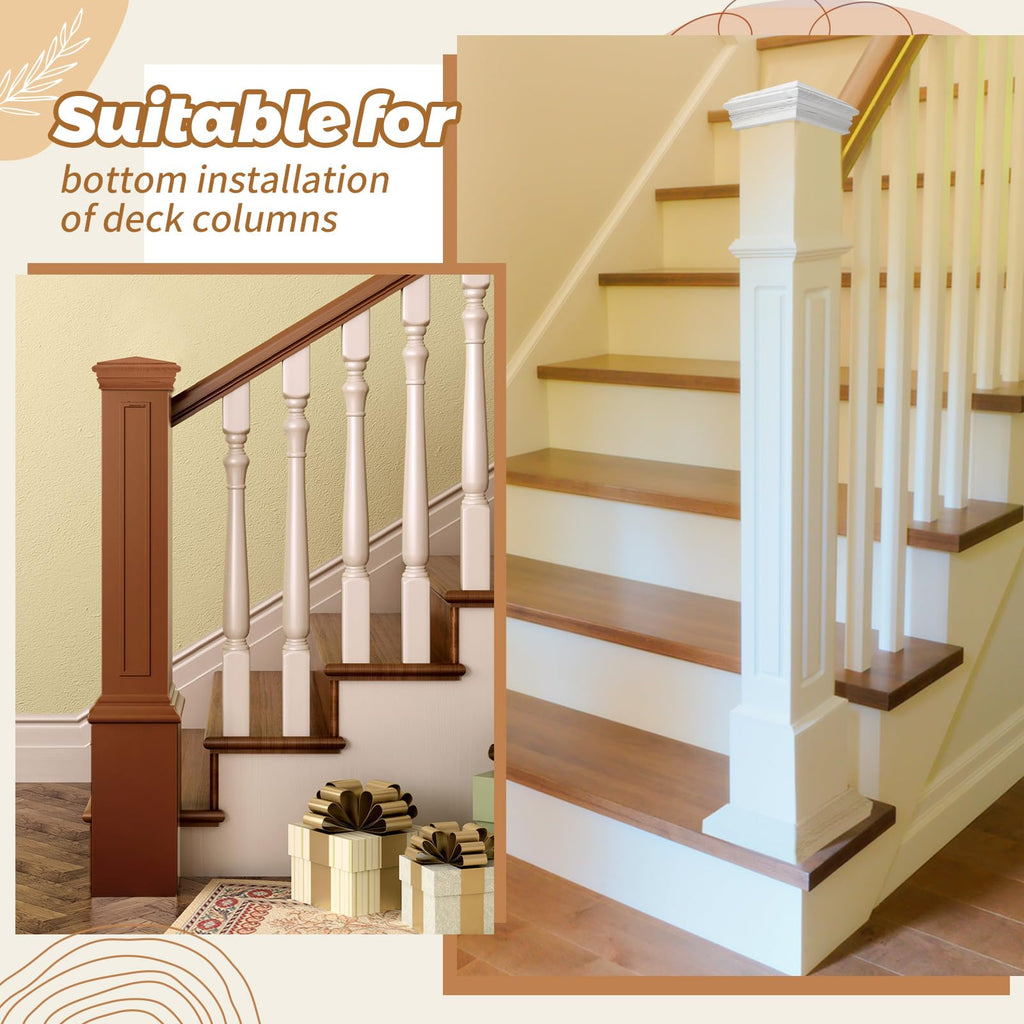 3.5" x 3.5" x 48" Solid Red Oak Stair Wood Newel Post Kit Wooden Balusters Skirt Wood Post with Stair Cap Deck Base