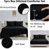 Queen Comforter Set Black - 7 Pieces Bed in a Bag Queen, All Season Soft Bedding Set