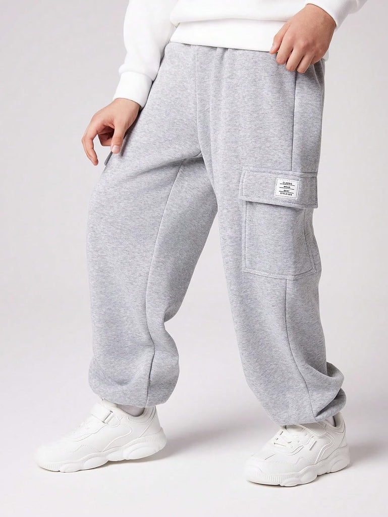 Boy's Straight Cargo Pants Baggy Sweatpants Casual Sports Joggers