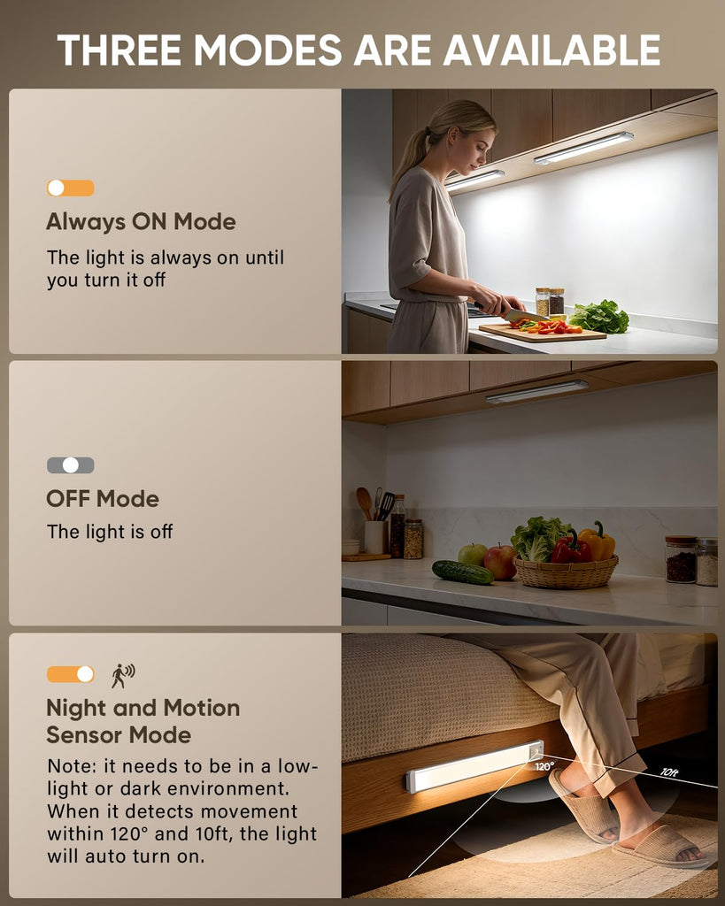 10inch Under Cabinet Lighting, Wireless Motion Sensor Light, 5 Pack
