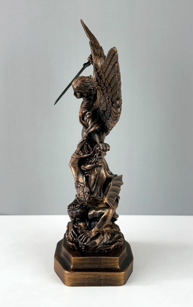 St. Michael Defeating Lucifer Statue, 12.6"/32cm, Archangel Michael, Statue Decor, Sculpture Art (Bronze)