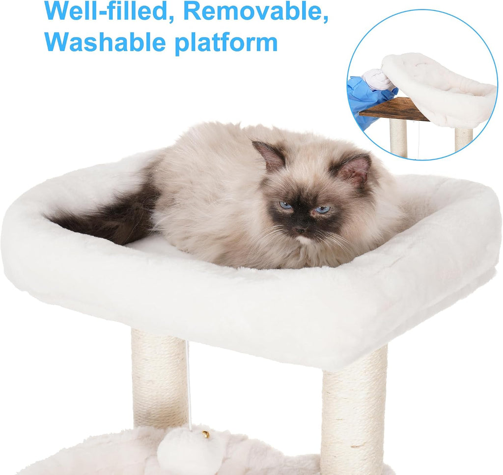 Cat Tree Tower, Wooden Litter Box Enclosure and Condo