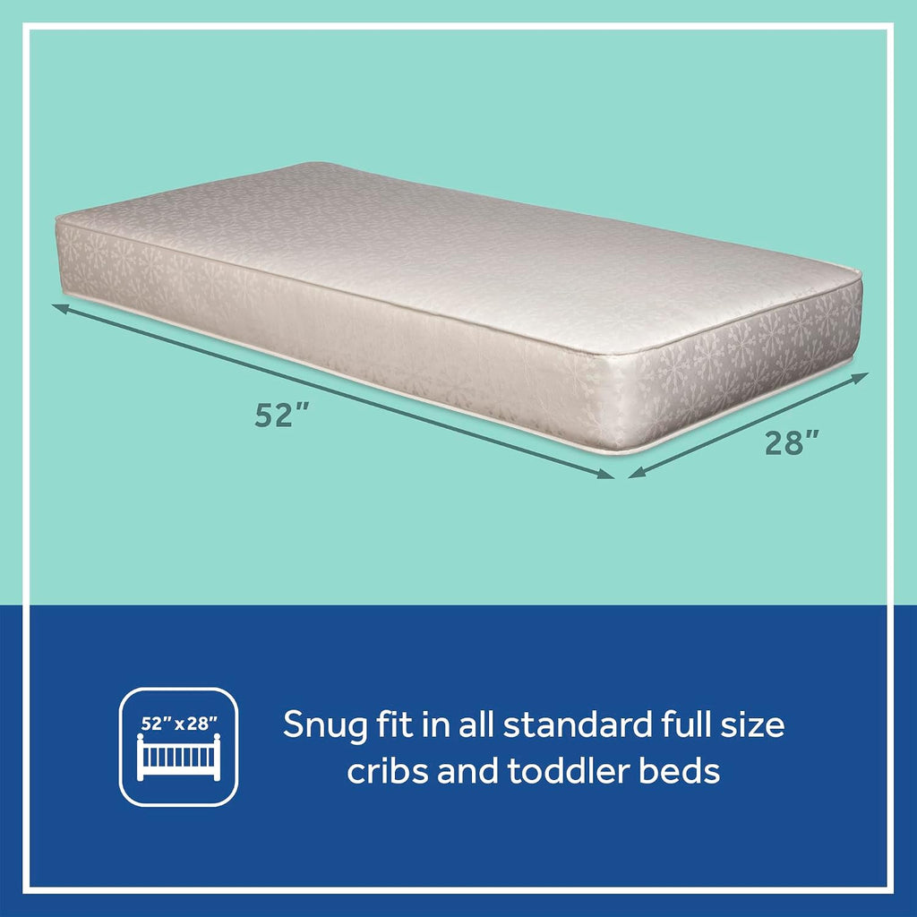 Flex Cool 2 Stage Crib Mattress and Toddler Bed Mattress, Breathable Hybrid Coil Design, Waterproof Cotton Surface