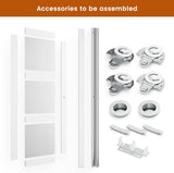 Sliding Closet Door, 72"×80"(Double Barn Doors 37"), Double Frosted 3 Panel Glass Sliding Door with 