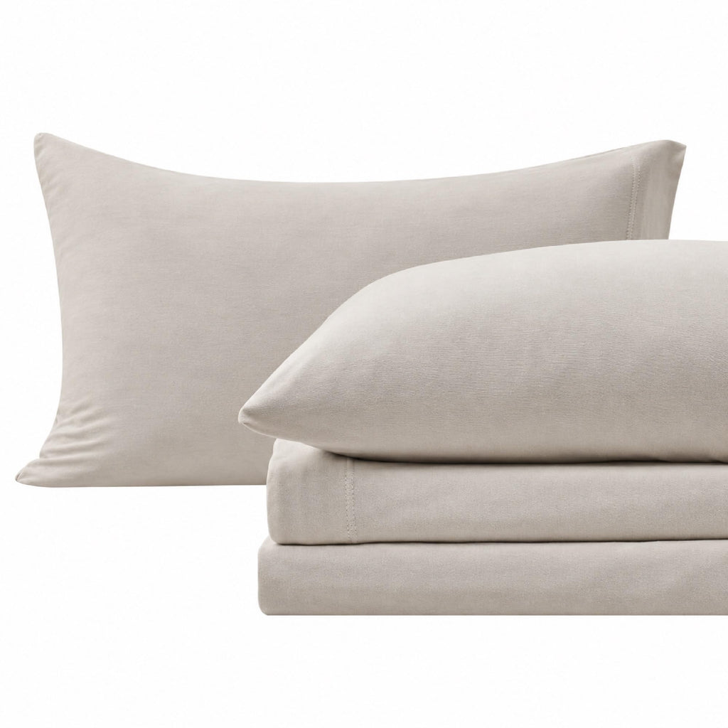 California King Size Organic Cotton Jersey Knit Sheets - Soft, Stretchy, 4-Piece Bed Sheet Set - Breathable Sheet &