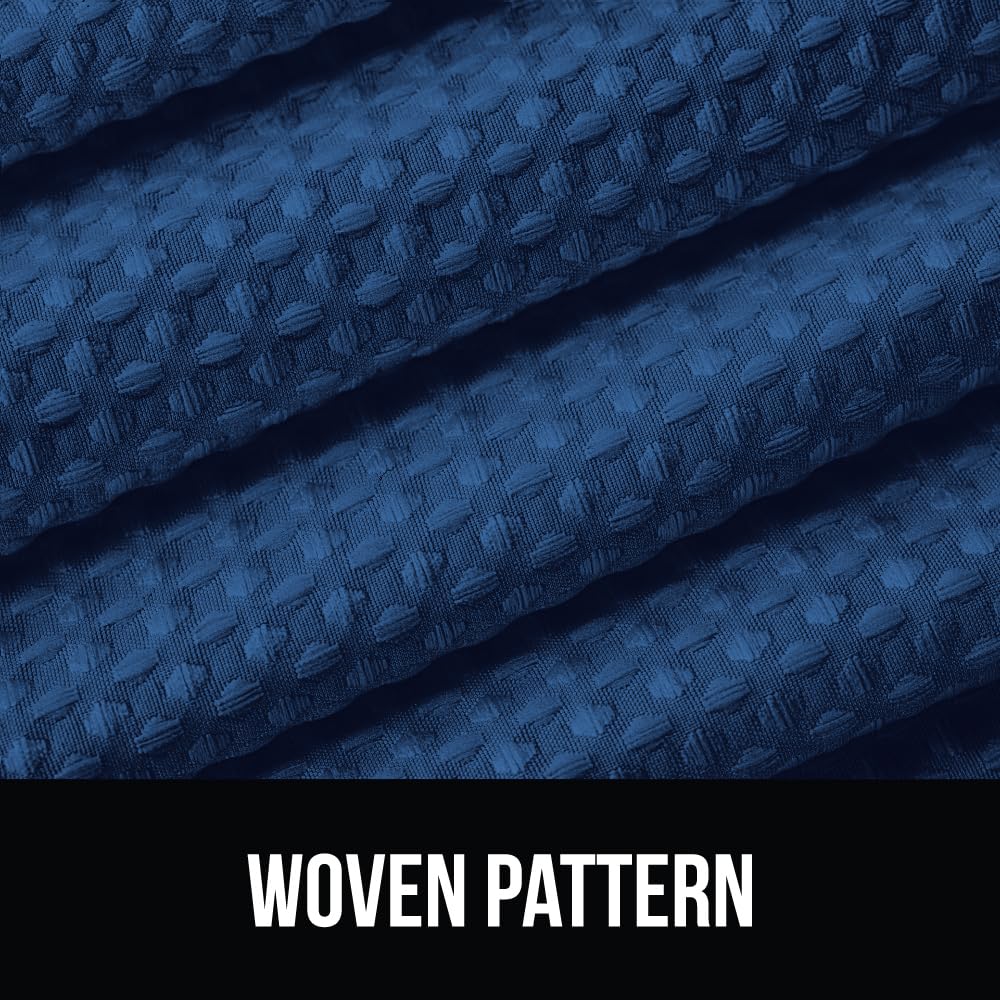 Navy Waffle Style Textured Fabric Shower Curtain, 72x72