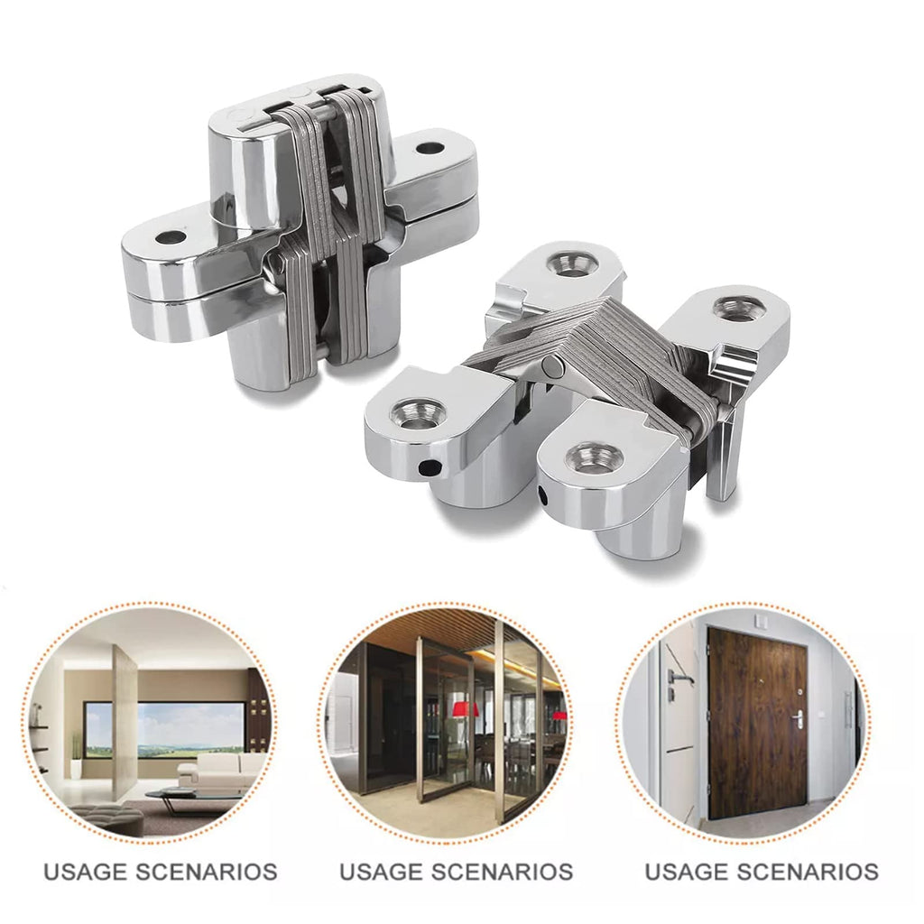2-Pack Concealed Cross Hinges, 180° Invisible Hinges, 2.36x0.51 in, 44 lb