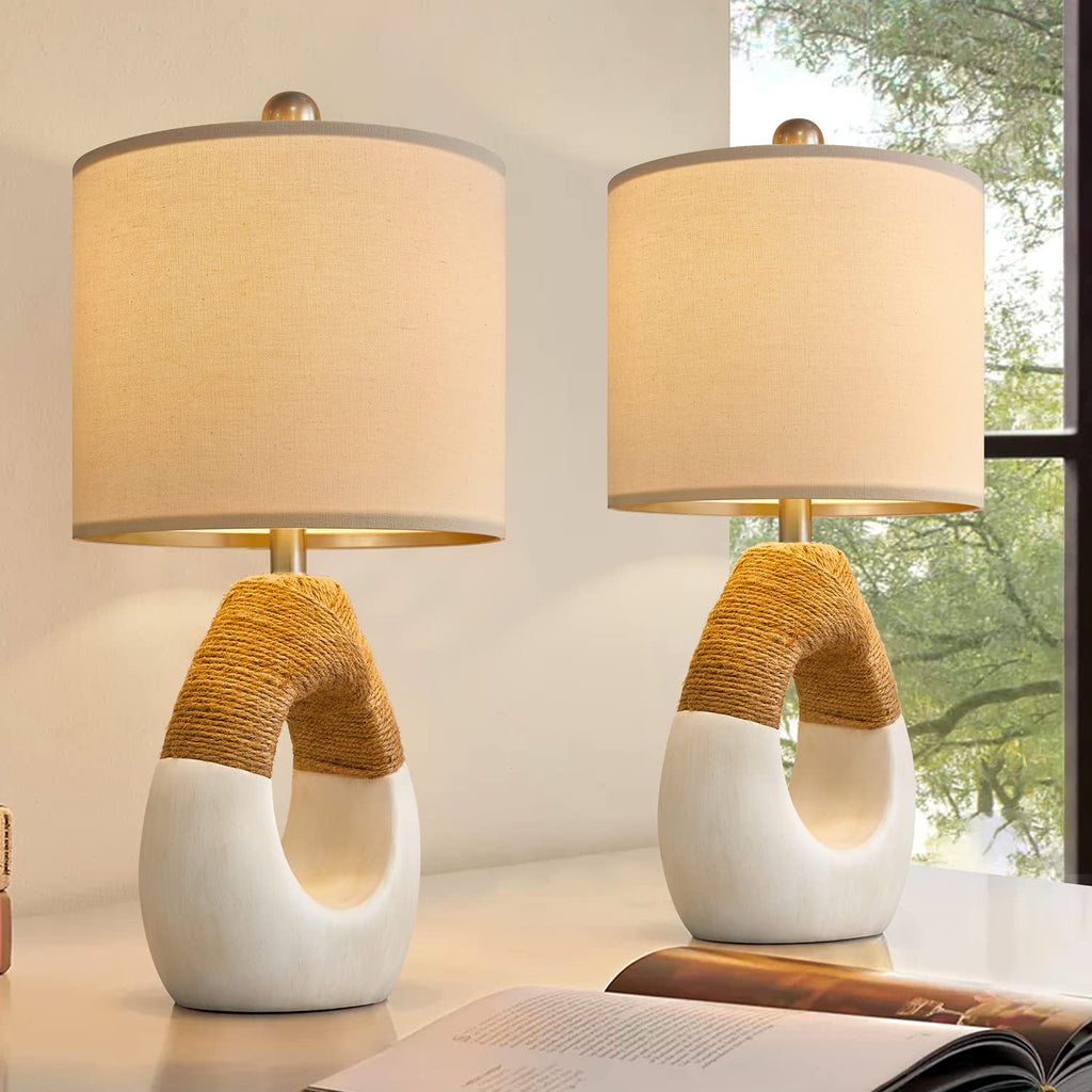 19'' Small Boho Table Lamps Set of 2 for Bedside