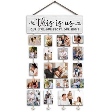Family Photo Frame Gifts, This Is Us Picture Frame Housewarming Christmas Wedding Gifts for Couples Farmhouse Rustic