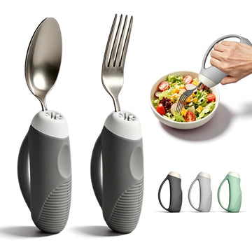 2-Pack Universal Adaptive Utensil Grips for Hand Tremors, Black