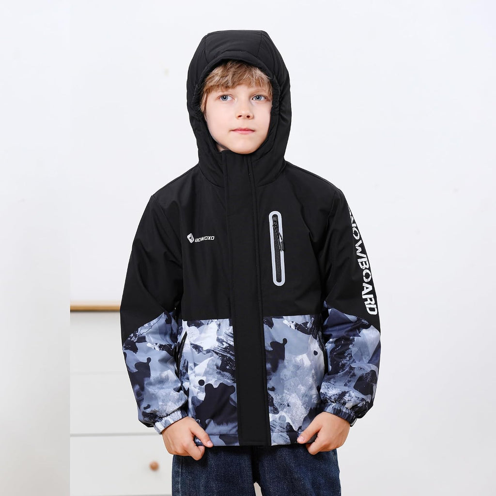 Girls' Waterproof Winter Ski Jacket - Warm Fleece Lined Windproof Snow Coat with Hood for Outdoor Adventure