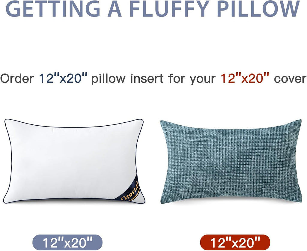 12x20 Down Alternative Fill Throw Pillow Insert - 100% Cotton Cooling Cover - Soft Fluffy Synthetic Down