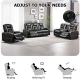 CANMOV Home Theater Seating Seats, Theater Recliner Chair Sofa, PU Leather 3 seat Power Recliner Sofa with Cup Holders