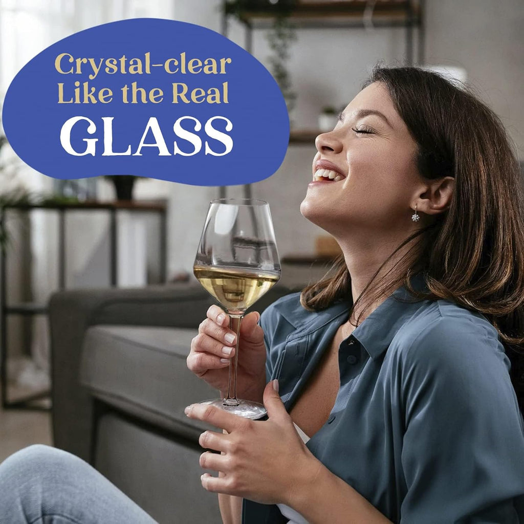 Plastic Wine Glasses Set of 4(15oz) | 100% Tritan & BPA Free | Unbreakable Wine Glasses with Stem | Dishwasher Safe |