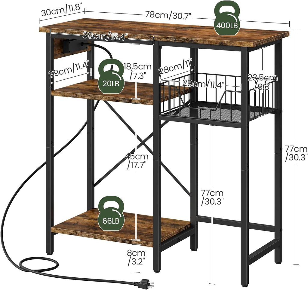 10-20 Gallon Fish Tank Stand with Power Outlet, 3 Tier Aquarium Stand with Wire Storage Basket, Reptile Tank Stand