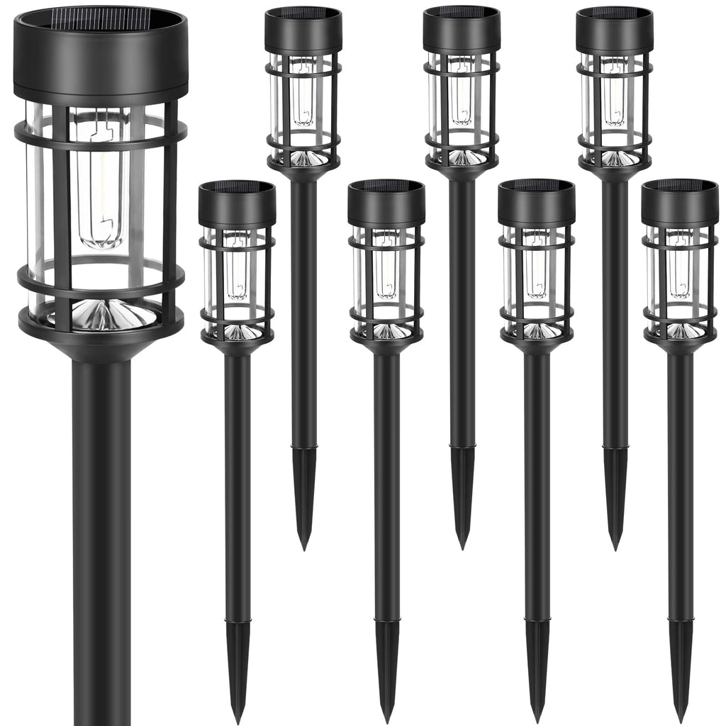 Solar Pathway Lights, 8 Pack LED Solar Lights Outdoor Waterproof, Glass Metal Garden Lighting for Yard Path Landscape