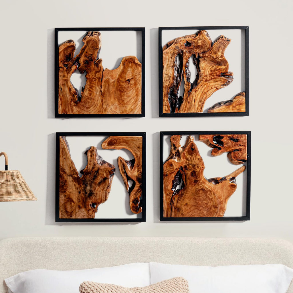 Cedar Wall Sculptures, Set of 2, Live Edge Wood Art