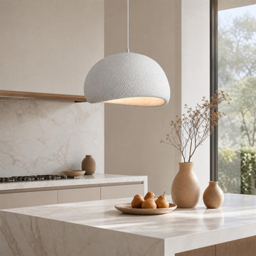 Wabi Sabi Pendant Light Oval, 15.7in Japanese Ceiling Fixture Kitchen Island Hallway Bedroom Restaurant, Adjustable
