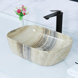 Davivy 18.3"×13" Marbling Rectangle Bathroom Vessel Sink with Pop Up Drain,Nordic Ceramic Vessel Sinks,Bathroom Sinks