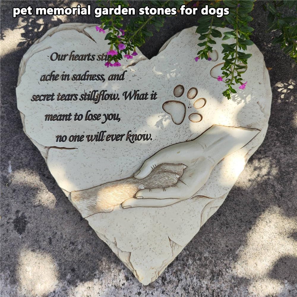 Dog Pet Memorial Stones, Heart-Shaped Loss of Pet Dog Grave Stone Headstones Memorial Gifts Remembrance Gifts