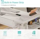 Small White L Shaped Desk with Drawers & Storage Shelves