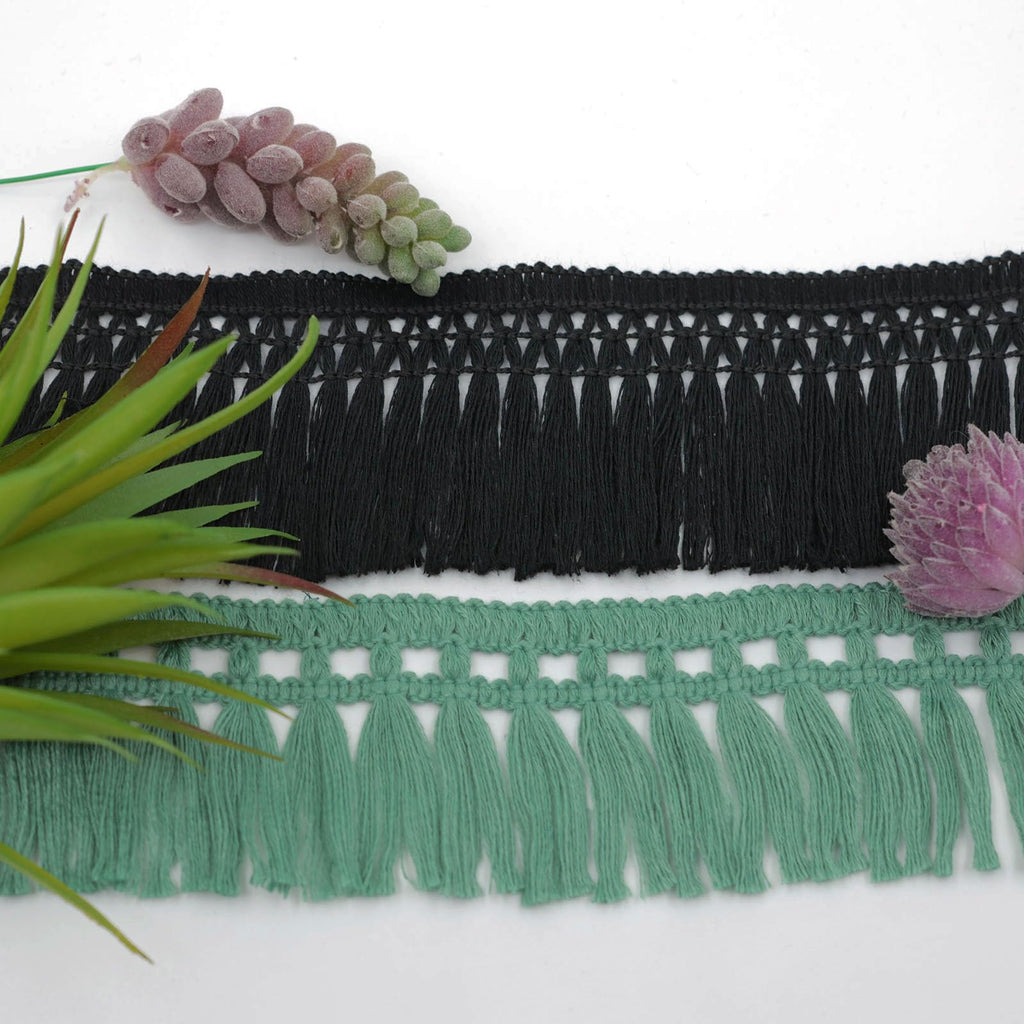 6cm Wide Cotton Tassel Fringe Trim, Boho Sewing Tassel Ribbon Sewing Crafts Curtain Clothing Dress Pillow - 20 Yards
