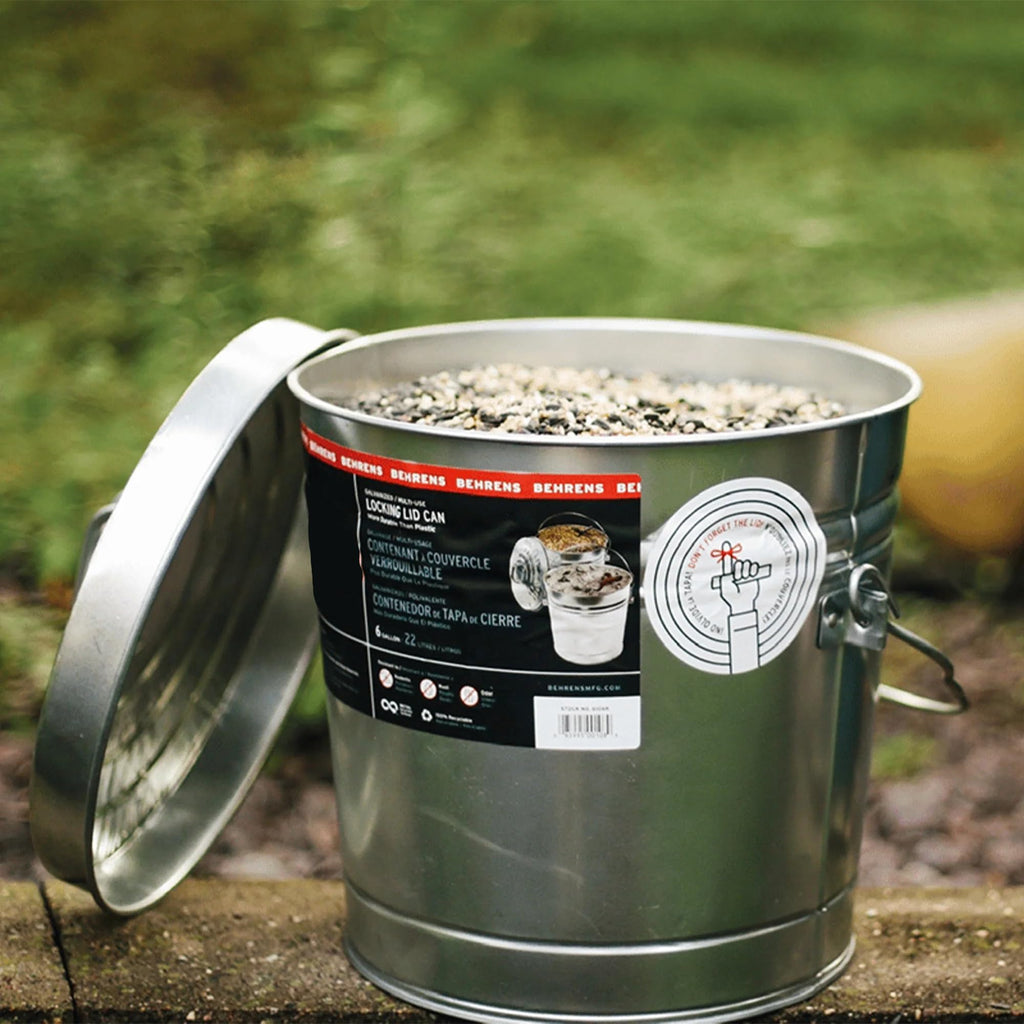 Galvanized Steel Storage Jar with Locking Lid 6 Gallon Airtight Container Pantry