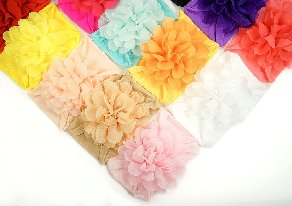 15Pcs Baby Girl Headbands Tulle Hair Bows Chiffon Flower Head Wraps
