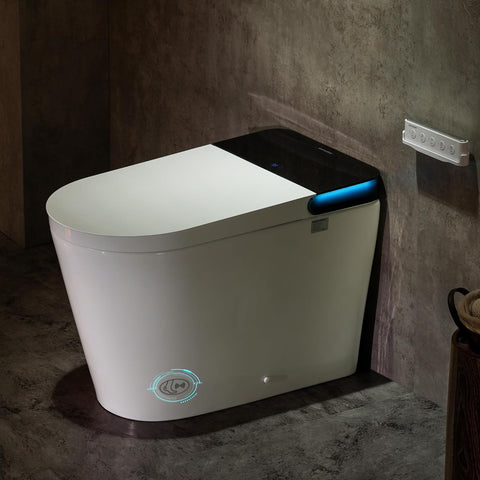 Smart Toilet with Built-In Bidet, Auto Open and Close, Foot Sensor, Powerful Auto Flush, ADA Comfort Height, Heated Seat, Foam System, Built-In Tank