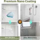 Pivot Shower Door, 36-42" W x 72" H Semi-Frameless Swing Glass Shower Door with Explosion-Proof Film Nano Coating